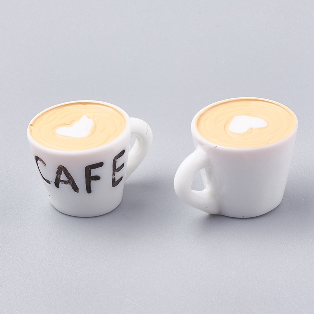 PandaHall Resin Pendants, Coffee Cup, White, 16x24x18.5mm, Hole: 4mm Resin Tableware White