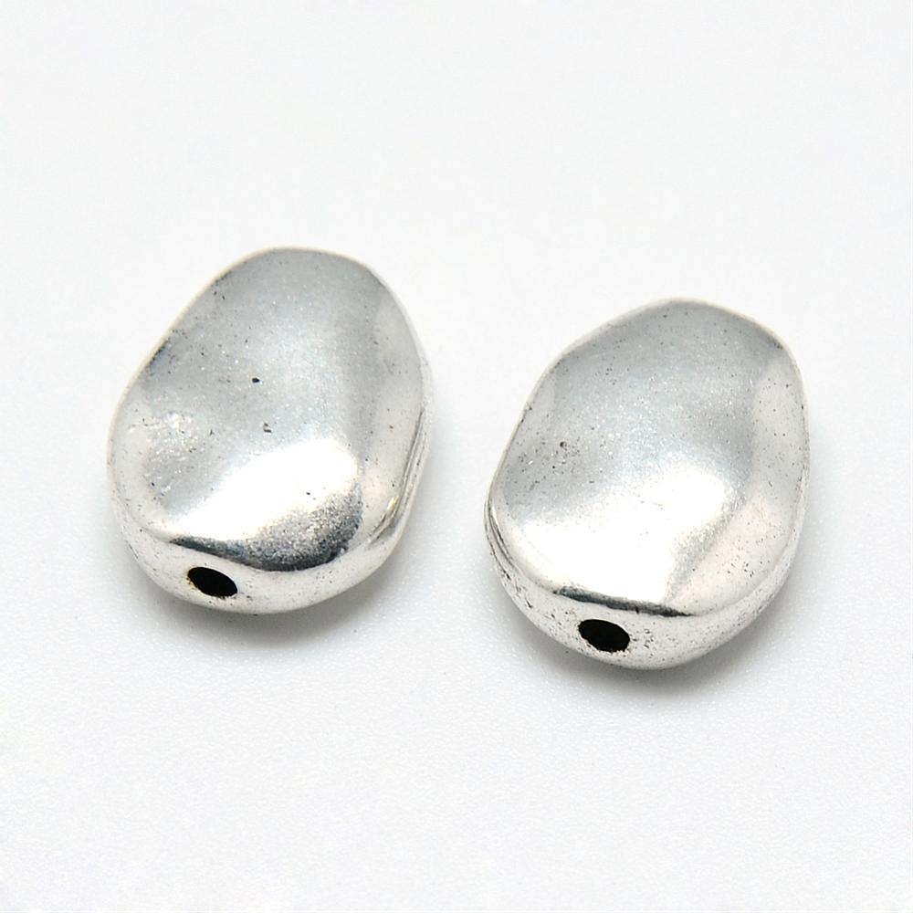 PandaHall Tibetan Style Alloy Beads, Oval, Lead Free & Cadmium Free, Antique Silver, 15x12x5.5mm, Hole: 1.5mm; about 270pcs/1000g Alloy Oval