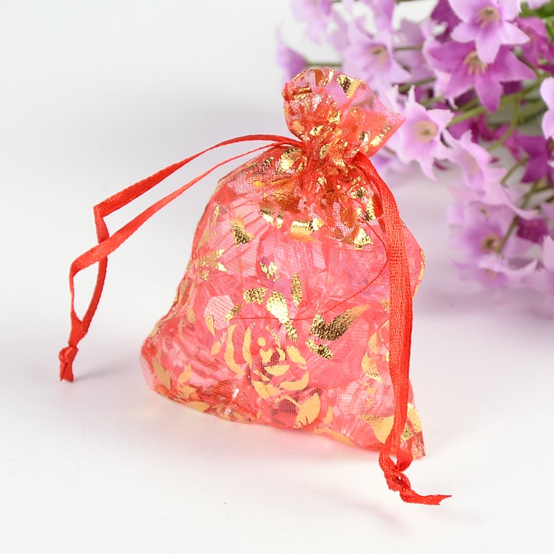 PandaHall Valentines Day Gifts Packages Organza Bags, Red, about 7cm wide, 9cm long Organza Rectangle Red