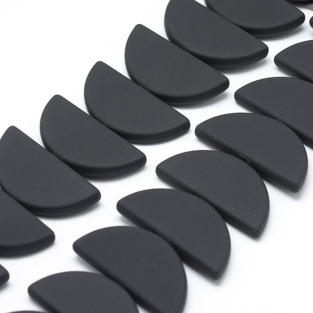 PandaHall Rubberized Style Acrylic Beads Strands, Half Round, Black, 38x18x5mm, Hole: 2mm Acrylic Half Round Black