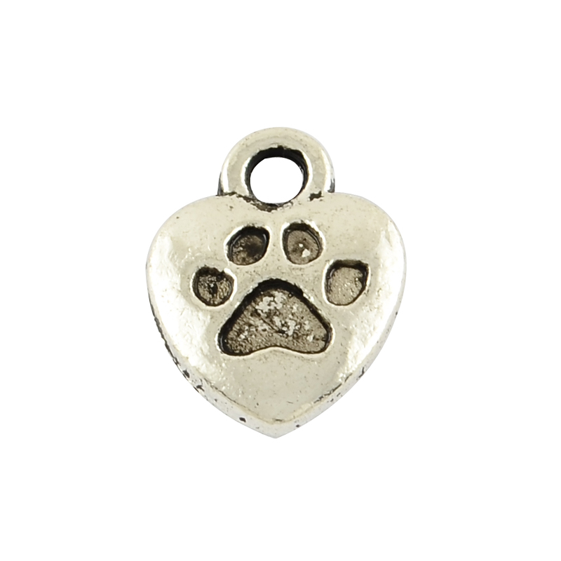 PandaHall Tibetan Style Alloy Charm Enamel Settings, Heart Carved Word My Dog, Lead Free & Nickel Free, Antique Silver, 13x10x3mm, Hole: 2mm...