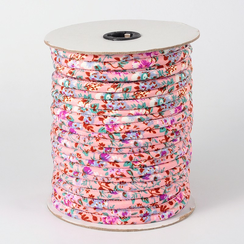 PandaHall Round Cloth Cord, Thistle, 7x4.5mm; about 50yards/roll Cloth Purple