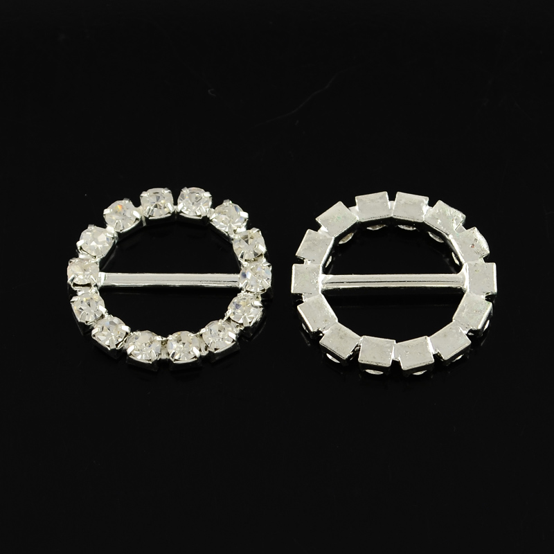 PandaHall Shining Wedding Invitation Ribbon Buckles, Brass Grade A Rhinestone Garment, Dress Slide Buckles, Ring, Silver, Crystal, 18x3mm...