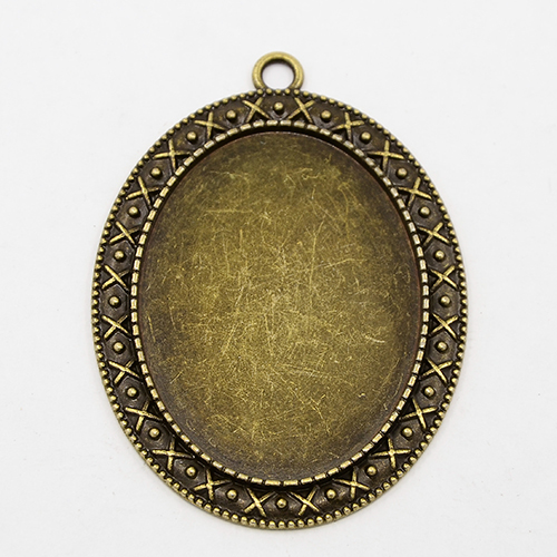 PandaHall Tibetan Style Zinc Alloy Pendant Cabochon Settings, Cadmium Free & Nickel Free & Lead Free, Antique Bronze, Flat Oval Tray...