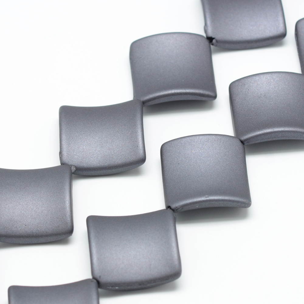 PandaHall Rubberized Style Acrylic Beads Strands, Rhombus, Gray, 27.5x28.5x5mm, Hole: 1.5mm Acrylic Rhombus Gray