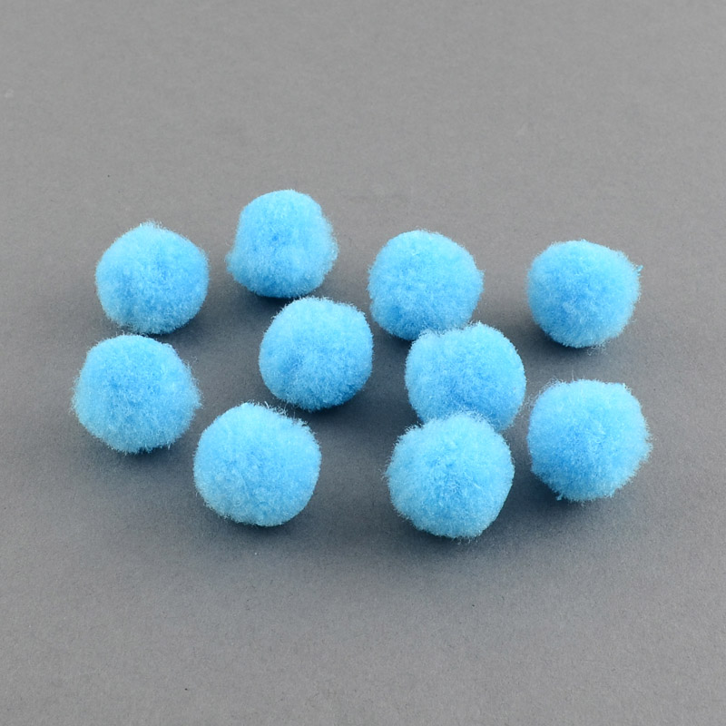 PandaHall Round Wool Pom Pom Ball Beads, Cyan, 10mm Wool Cyan