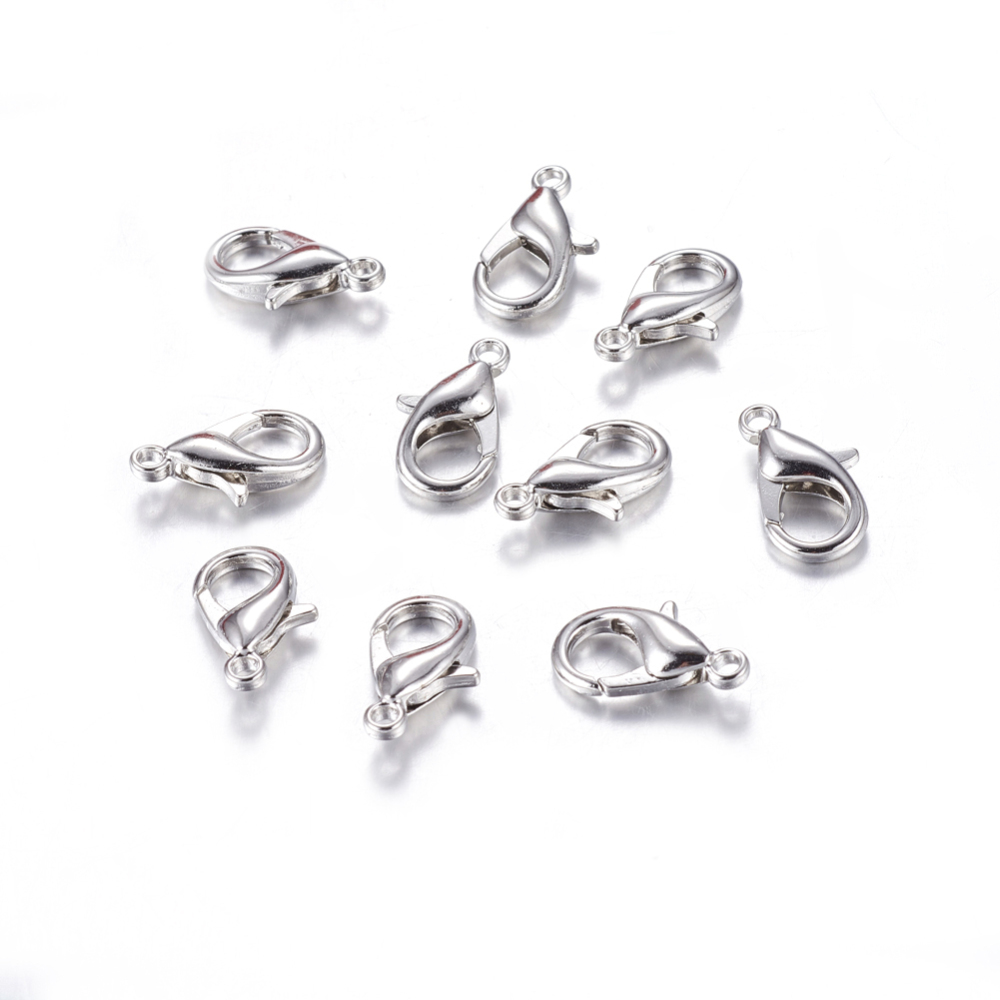 PandaHall Hot Sale Platinum Plated Alloy Bracelet Lobster Claw Clasps, Size: about 9mm wide, 15.5mm long, hole: 1.5mm Alloy Others