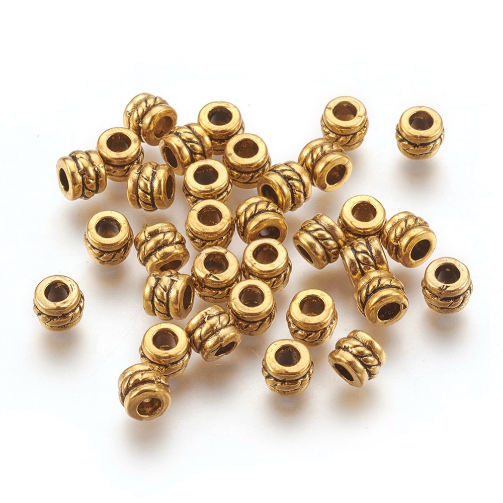 PandaHall Tibetan Style Beads, Antique Golden Color, Lead Free & Cadmium Free, Column, Size: about 5mm in diameter, 4mm long, hole: 2.5mm...