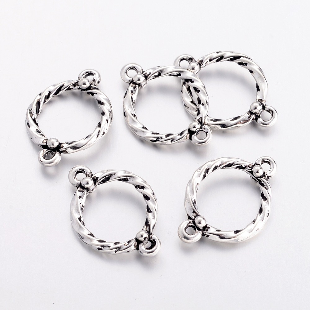 PandaHall Alloy Links, Lead Free and Cadmium Free, Ring, Antique Silver, 22x16x4mm, Hole: 1.5mm Alloy Ring