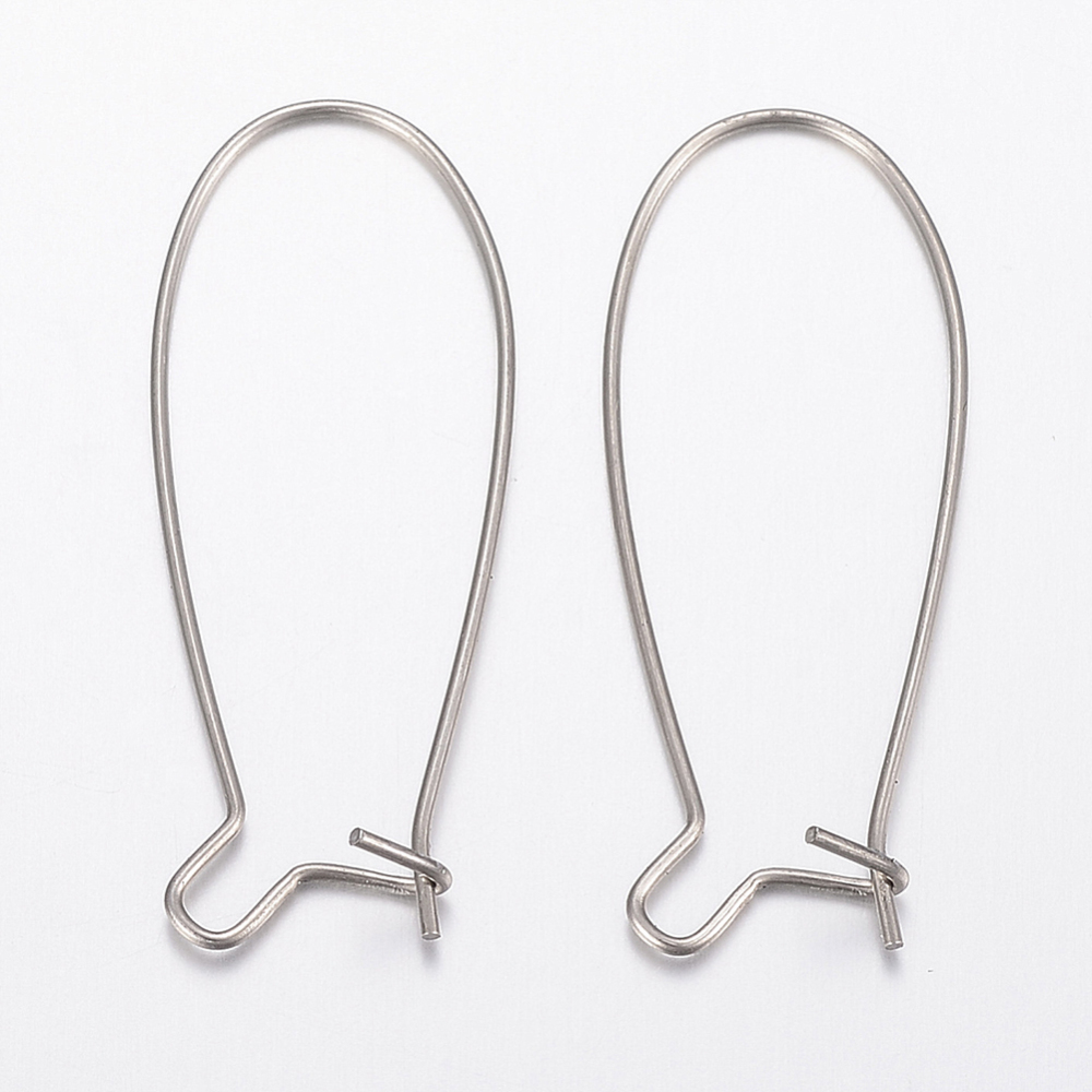 PandaHall 304 Stainless Steel Earring Hooks, Stainless Steel Color, 34x13x0.8mm Stainless Steel
