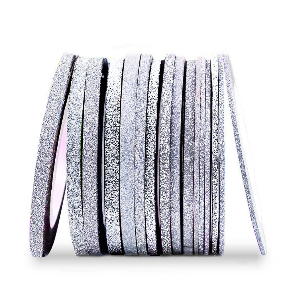 PandaHall Self-adhesive Striping Tape Line, Nail Art Sticker Tips Decoration, Glitter Nail Art Stickers Roll, Silver, 1mm Others Others...