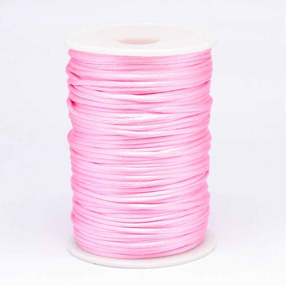 PandaHall Polyester Cord, Pink, 2mm; about 100yard/roll Polyester Pink