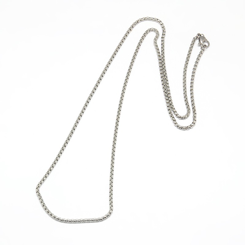PandaHall 304 Stainless Steel Venetian Chain Necklace Makings, Stainless Steel Color, 23.43"~23.82"(59.5~60.5cm)x2mm Stainless Steel