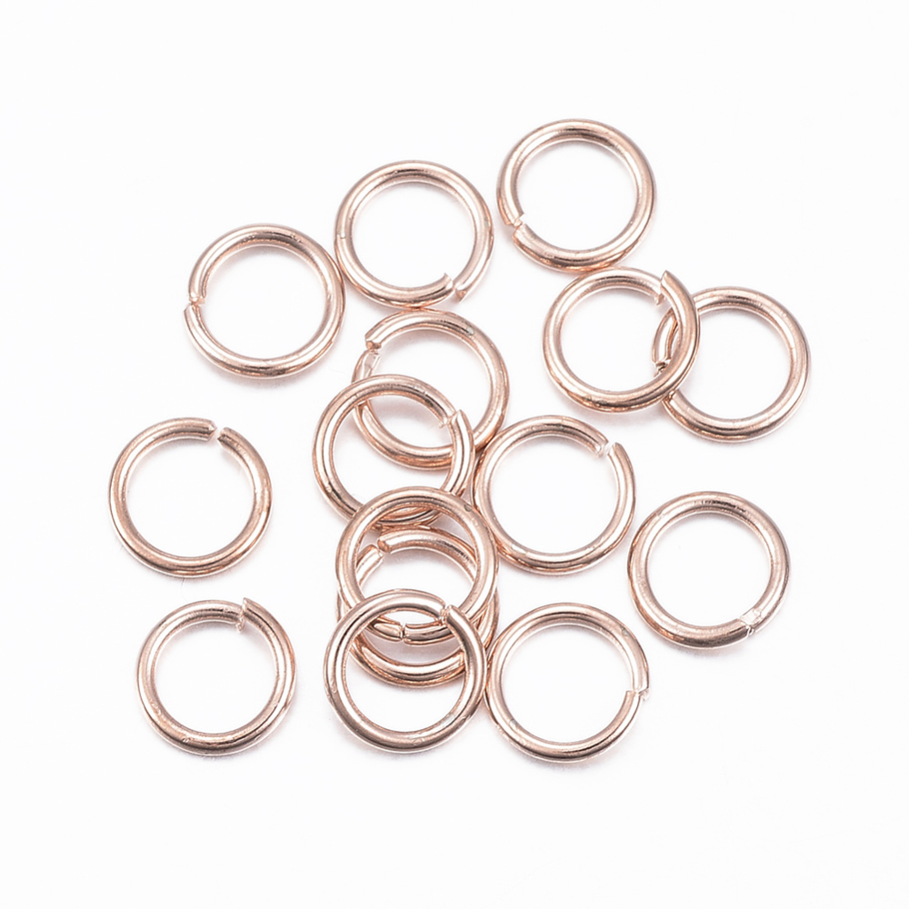 PandaHall 304 Stainless Steel Jump Rings, Close but Unsoldered, Rose Gold, 7x1mm; Inner Diameter: 5mm Stainless Steel Ring