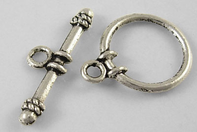 PandaHall Tibetan Silver Toggle Clasps, Lead Free, Cadmium Free and Nickel Free, Round, Antique Silver, Round: about 13mm wide, 16mm long...