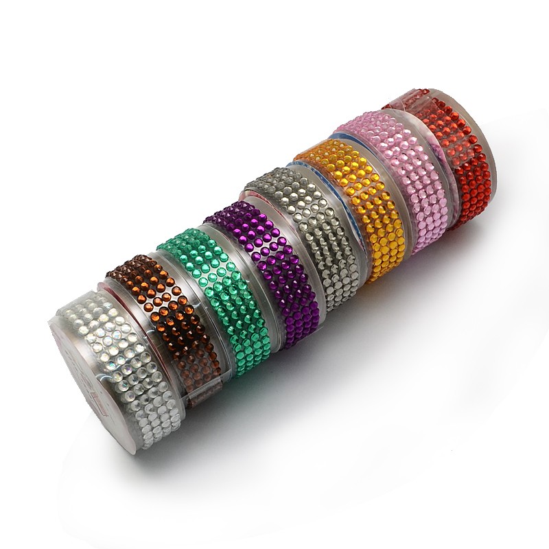 PandaHall DIY Picture Stickers, with Acrylic Rhinestone and Adhesive Tape on the Other Side, Mixed Color, 18mm; about 50cm/roll, 10rolls/...