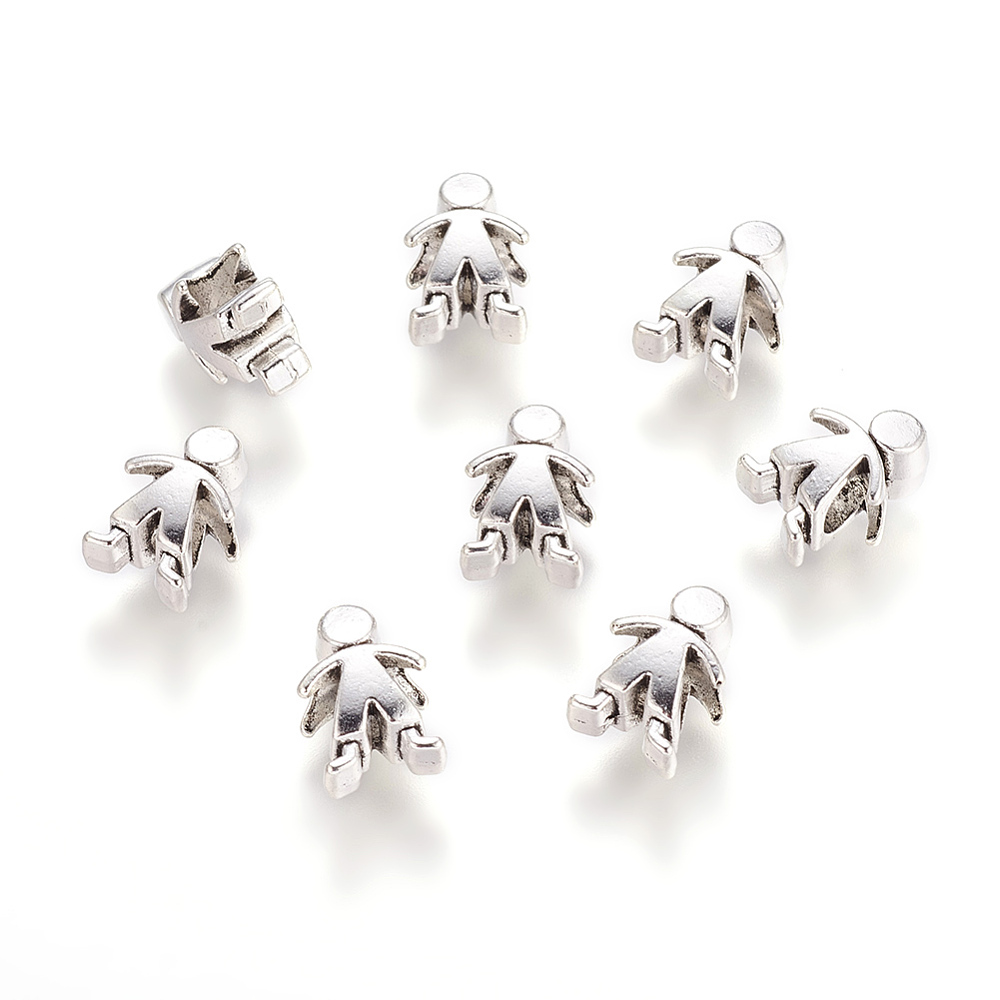 PandaHall Tibetan Style European Beads, Cadmium Free & Lead Free, Human, Antique Silver, 14x10x7mm, Hole: 5mm Alloy Human