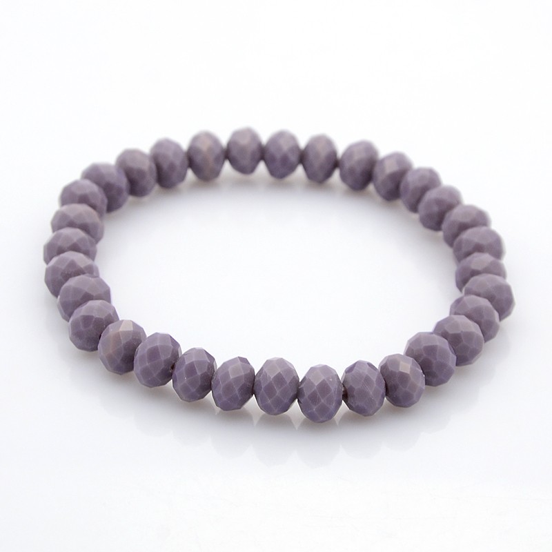 PandaHall Faceted Opaque Solid Color Crystal Glass Rondelle Beads Stretch Bracelets, Purple, 68mm Glass Purple