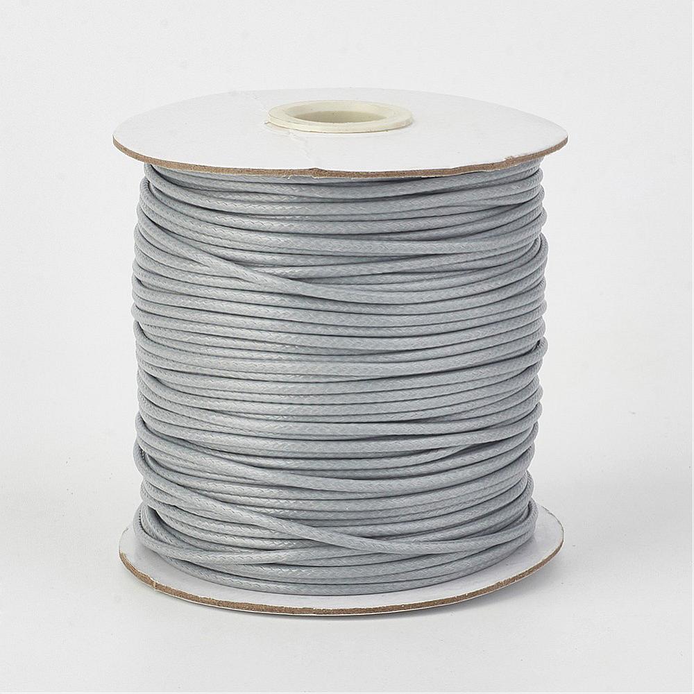 PandaHall Environmental Korean Waxed Polyester Cord, LightGrey, 1mm; about 200yards/roll(182.88m/roll) Waxed Polyester Cord Gray
