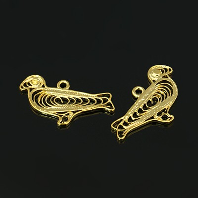 PandaHall Brass Pendant Rhinestone Settings, Bird, Golden, 25x27mm, Hole: 2mm Brass Bird