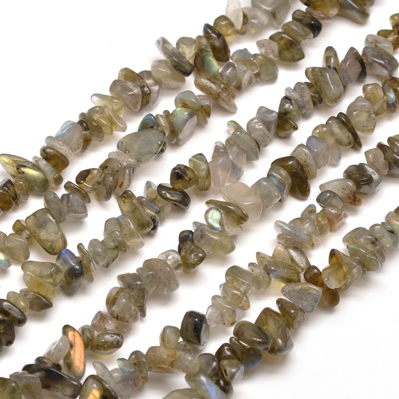 PandaHall Natural Labradorite Chip Bead Strands, 5~8x5~8mm, Hole: 1mm; about 31.5" Labradorite Chip