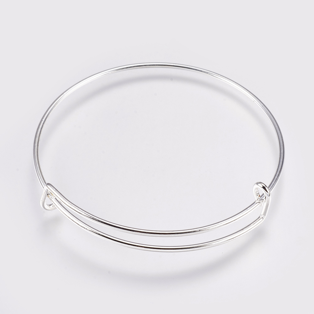 PandaHall Alloy Bangle Making, Silver, 2-1/2"(65mm) Alloy Silver