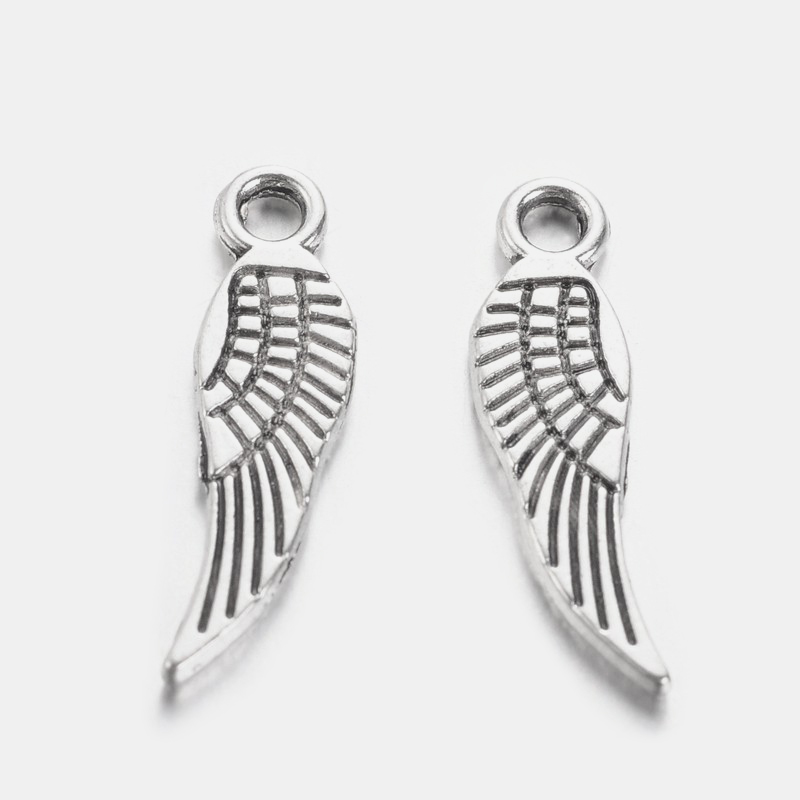 PandaHall Tibetan Style Alloy Wing Charms, Lead Free & Cadmium Free, Antique Silver, 17x5x1mm, Hole: 2mm; about 2530pcs/1000g Alloy Wing