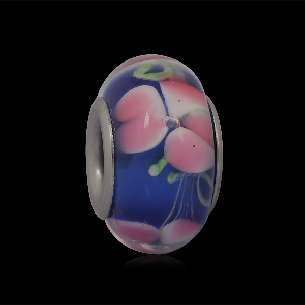 PandaHall Rondelle Handmade Lampwork European Large Hole Beads, with 316 Stainless Steel Core, Stainless Steel Color, Colorful, 14x8~9mm...