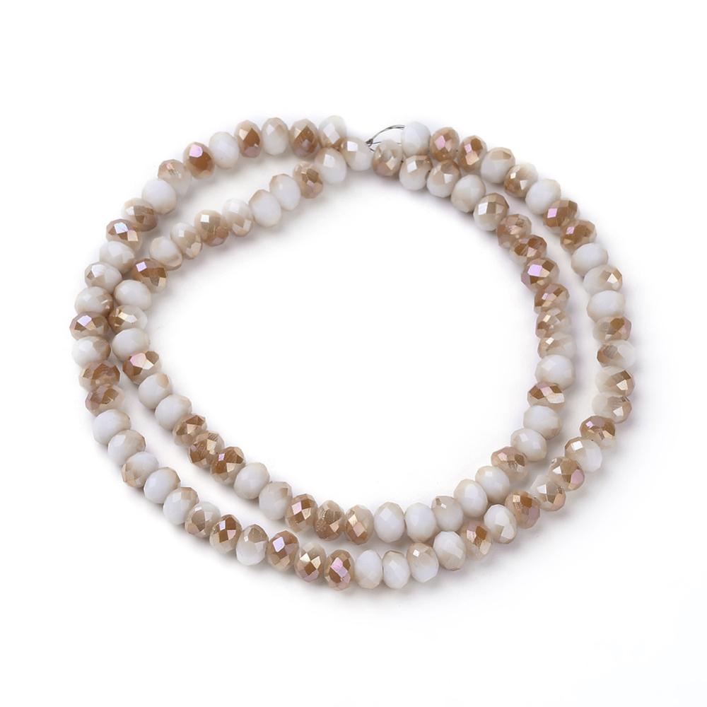 PandaHall Faceted Rondelle Electroplated Glass Bead Strands, Imitation Jade, PeachPuff, 6x4.5mm, Hole: 1mm; about 100pcs/strand, 17.7" Glass...