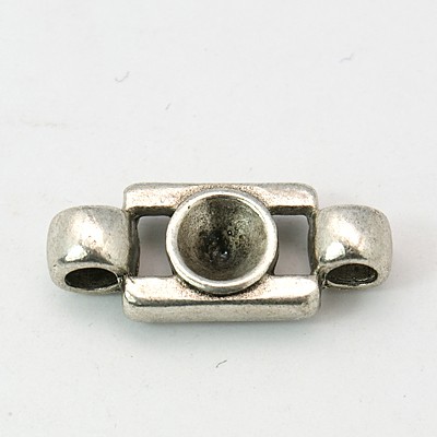 PandaHall Tibetan Style Connectors and Clasps, Lead Free and Cadmium Free, Antique Silver, about 24mm long, 10mm wide, 4mm thick， hole: 3mm...
