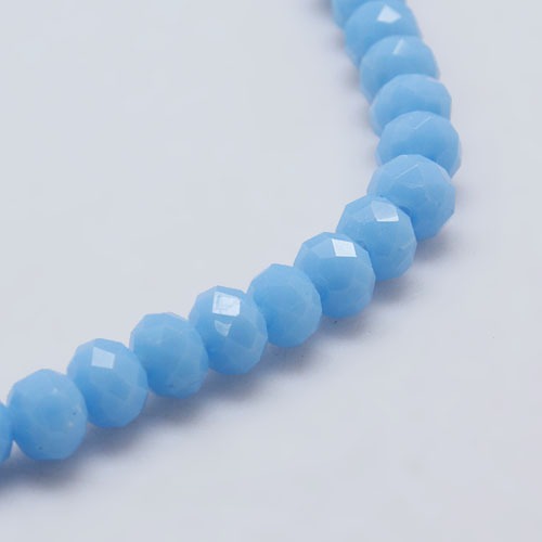 PandaHall Opaque Solid Color Faceted Glass Beads Strands, Rondelle, LightSkyBlue, 6x4mm, Hole: 1mm; about 101pcs/strand, 18.5" Glass...