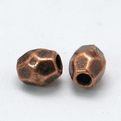 PandaHall Tibetan Silver Bead Spacers, Lead Free & Cadmium Free, Faceted, Oval, Red Copper, about 3.5mm long, 3.5mm thick, hole: 1mm Alloy...