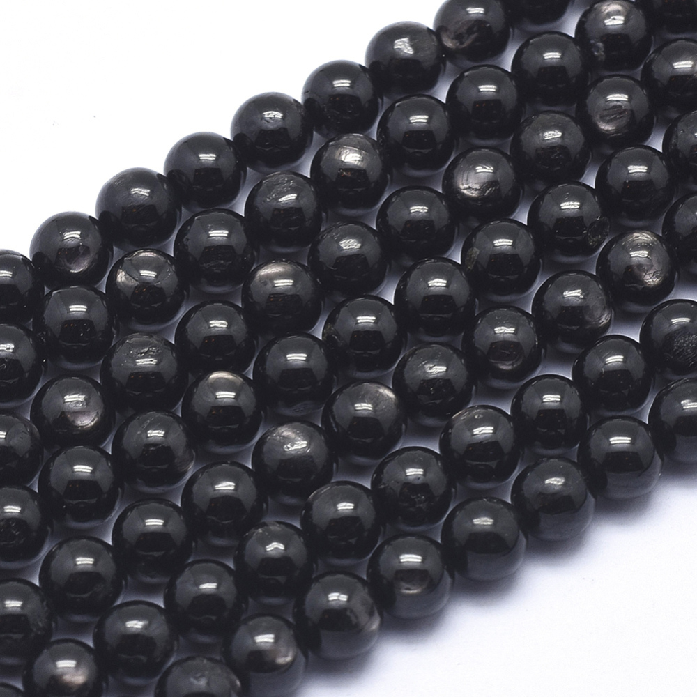 PandaHall Natural Hypersthene Beads Strands, Round, 6mm, Hole: 1mm; about 66pcs/strand, 15.5" Others Round