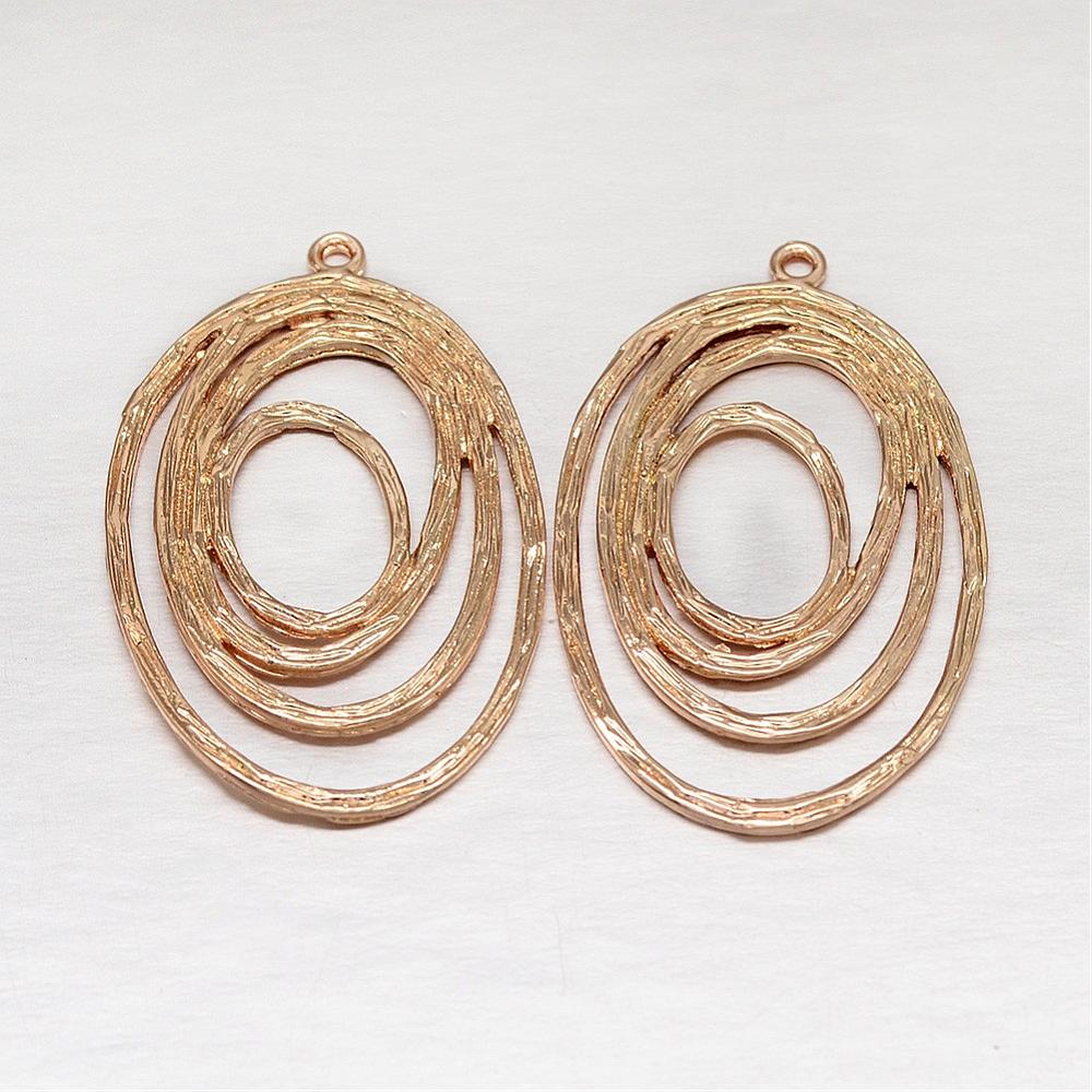 PandaHall Oval Ring Light Gold Rack Plating Brass Pendants, 35x22x1mm, Hole: 1.2mm Brass Oval