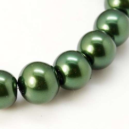 PandaHall Glass Imitation Pearl Round Loose Beads For Jewelry Necklace Craft Making, DarkGreen, 6mm, Hole: 1mm, about 140pcs/strand Round...