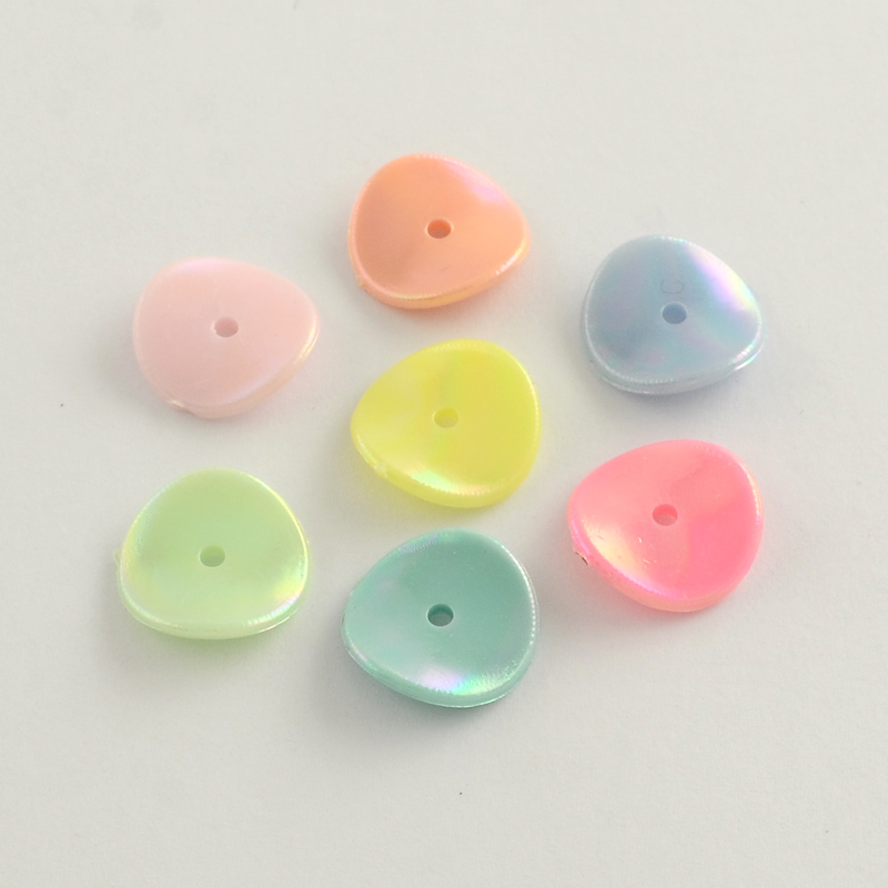PandaHall AB Color Plated Acrylic Beads, Flat Round, Mixed Color, 15x15x3mm, Hole: 2mm Acrylic Multicolor