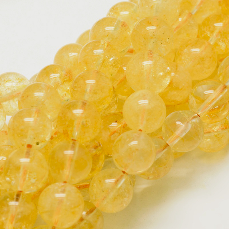 PandaHall Round Natural Citrine Beads Strands, 12mm, Hole: 1mm; about 33pcs/strand, 15.5" Citrine Round