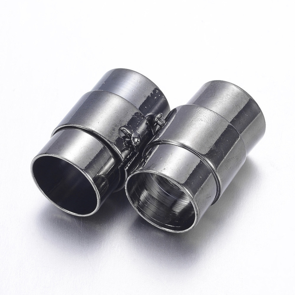 PandaHall Brass Magnetic Screw Clasps, Column, Gunmetal, 19x12mm, Hole: 10mm Brass Column