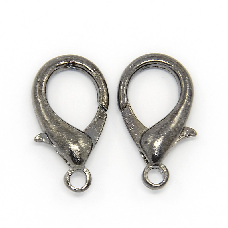 PandaHall Alloy Lobster Claw Clasps, Nickel Free, Gunmetal, about 16mm wide, 30mm long, hole: 3mm Alloy Others