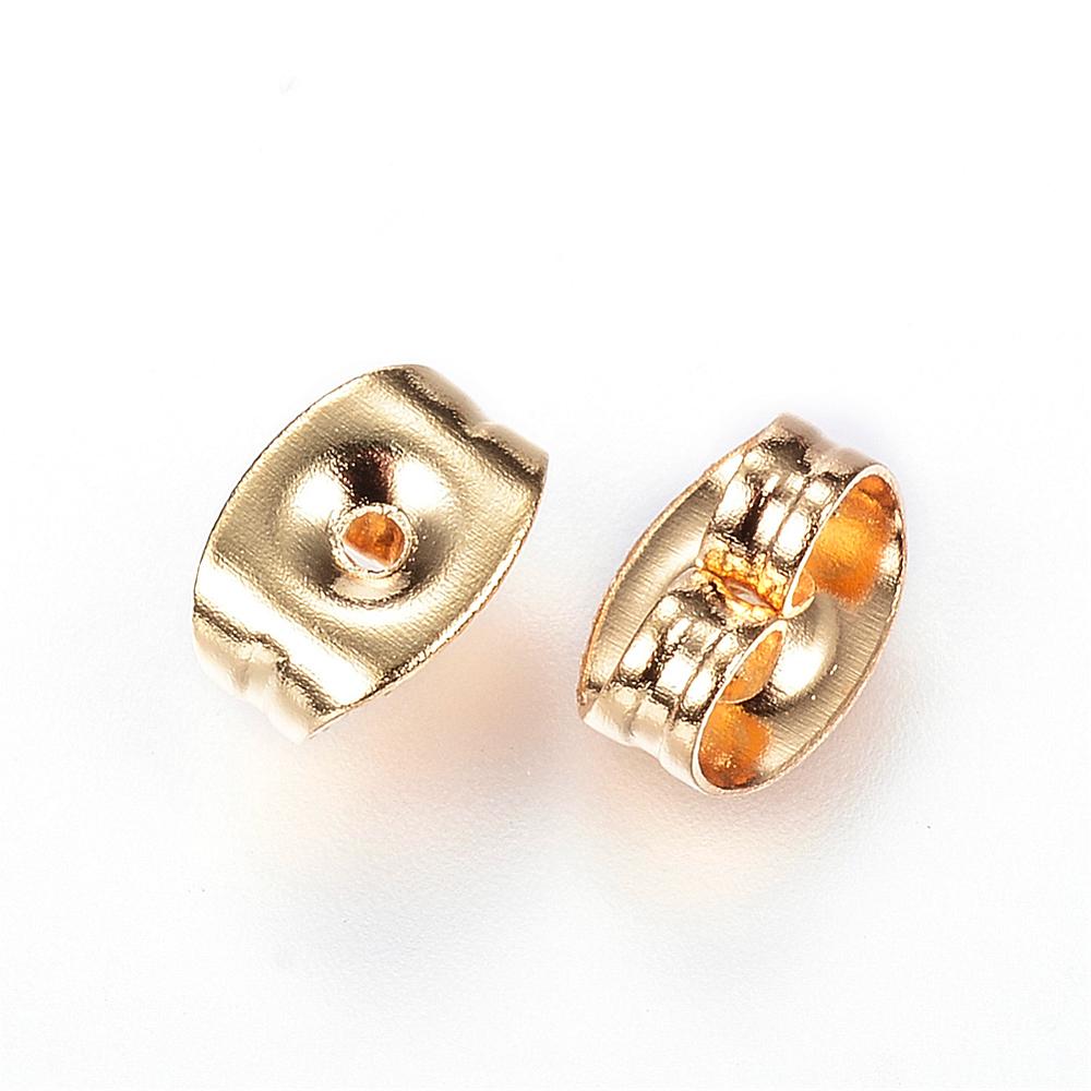 PandaHall 304 Stainless Steel Ear Nuts, Golden, 6x4x3mm, Hole: 1mm Stainless Steel