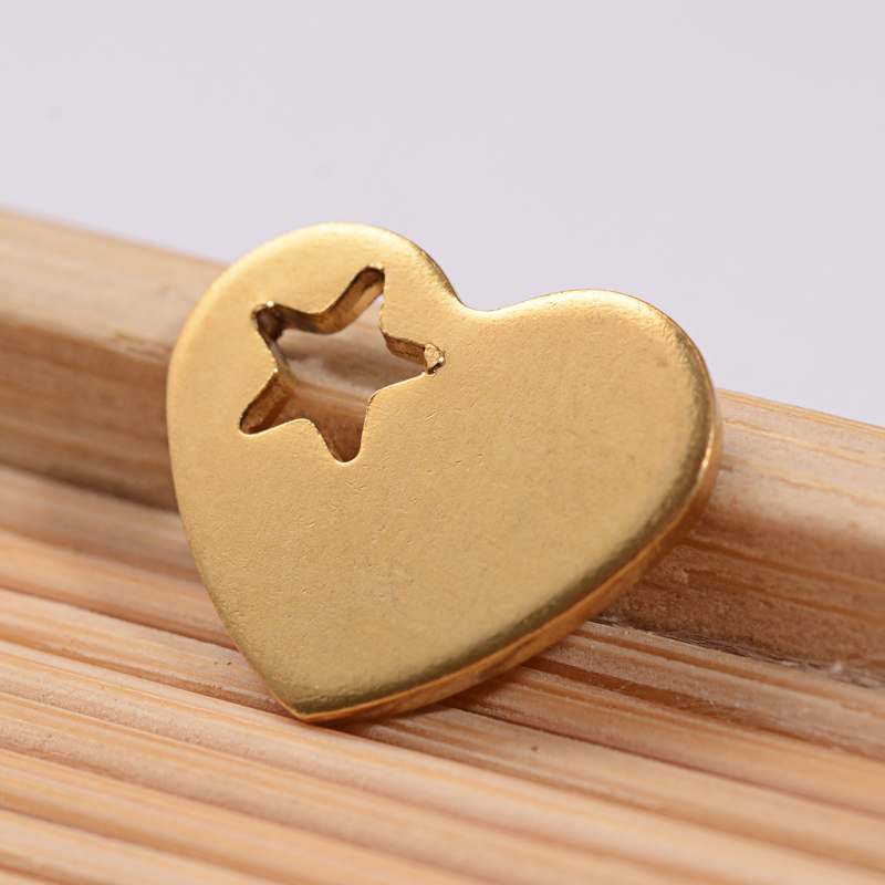 PandaHall 304 Stainless Steel Heart Charms, Golden, 10.5x12.5x1mm Stainless Steel Heart