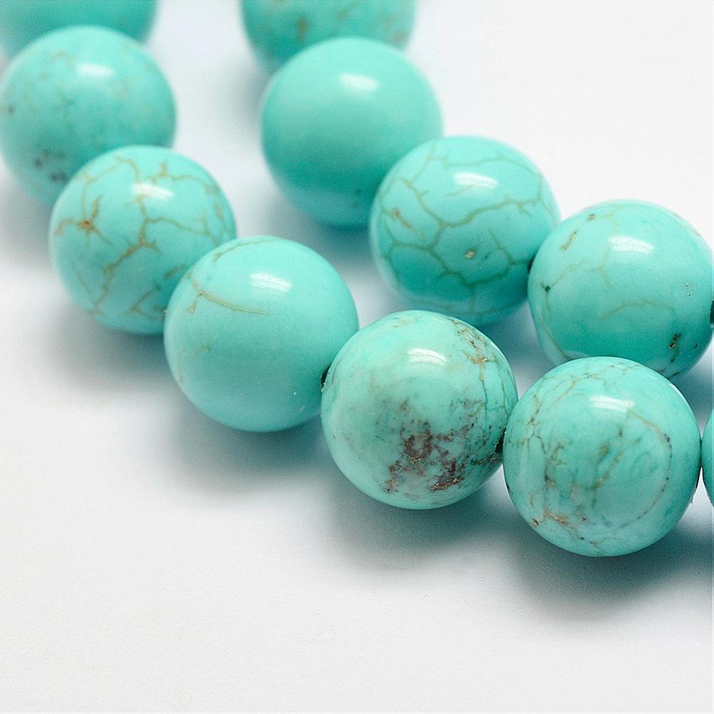 PandaHall Natural Howlite Beads Strands, Dyed & Heated, Round, 8mm, Hole: 1mm; about 47pcs/strand, 15.3"(39cm). Howlite Round