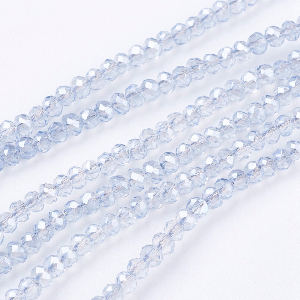 PandaHall 1 Strand Faceted Electroplate Glass Rondelle Beads Strands, Full Rainbow Plated, WhiteSmoke, 2.5x2mm, Hole: 1mm; about...