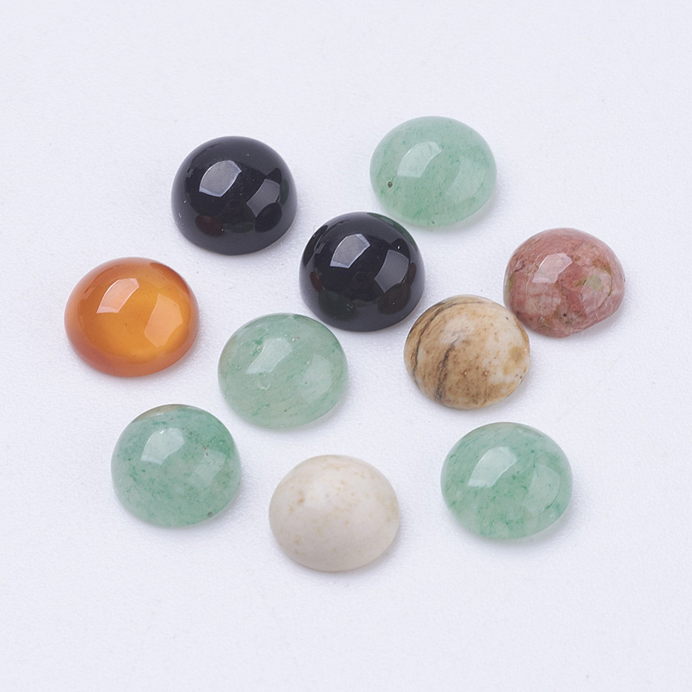 PandaHall Gemstone Cabochons, Half Round/Dome, Mixed Stone, Mixed Color, 6x3mm Mixed Stone Half Round Multicolor