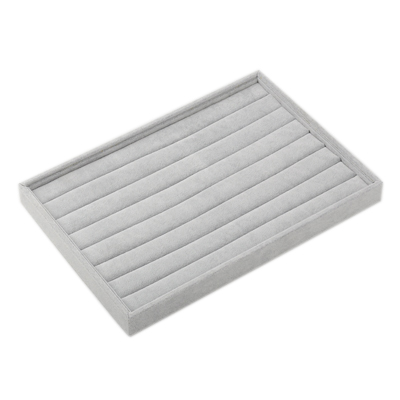 PandaHall Velvet Ring Displays, with Wood and Sponge, Cuboid, Gainsboro, 350x240x30mm Velvet Gray