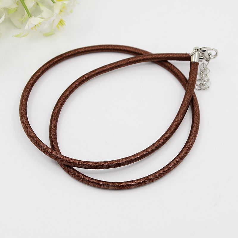 PandaHall Silk Cord Neckalces Making, with Brass Lobster Clasps, Platinum, SaddleBrown, 17"~18" Silk Brown