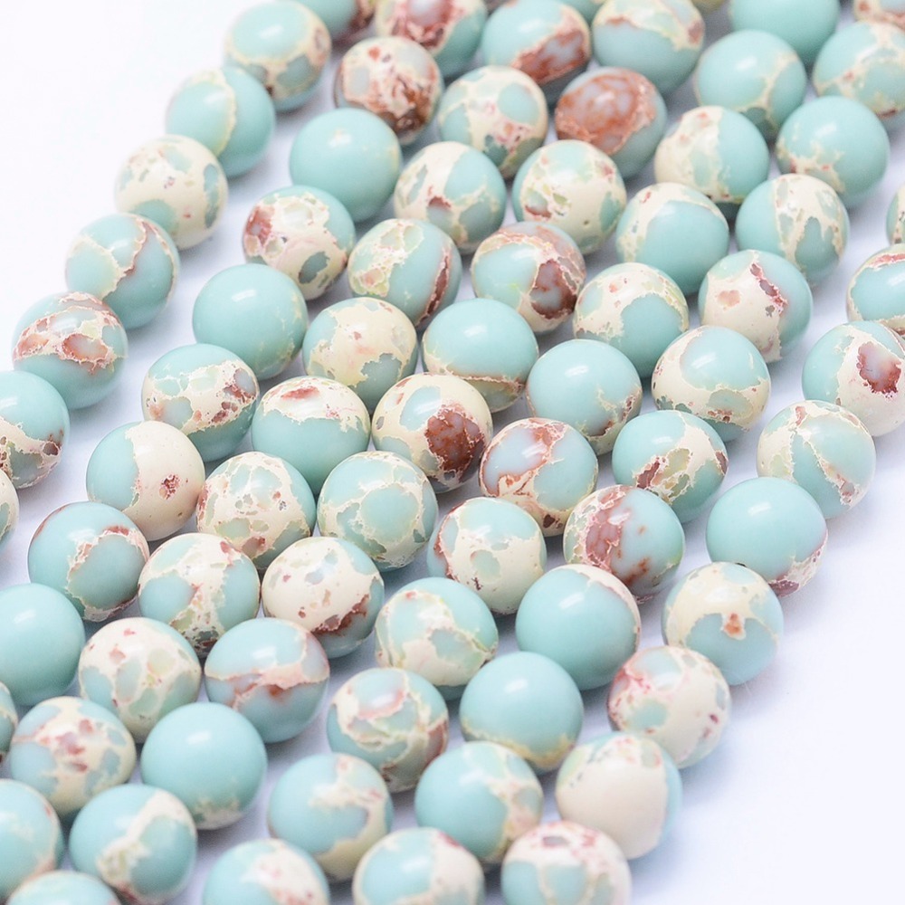 PandaHall Synthetic Regalite Beads Strands, Round, Aquamarine, 8~8.5mm, Hole: 1mm; about 49pcs/strand, 15.7''(40cm) Regalite Round Green