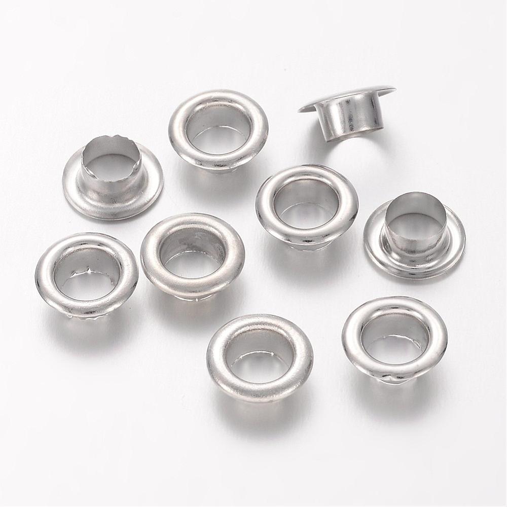PandaHall European Style Brass Eyelet Core, Grommet for Large Hole Beads, Platinum, 8x3.5mm, Hole: 5mm Brass Round