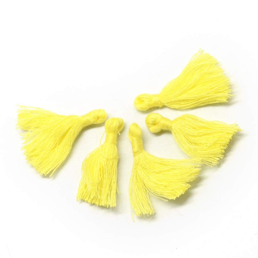 PandaHall Cotton Tassel Decorations, Pendant Decorations, Yellow, 30mm Cotton Yellow