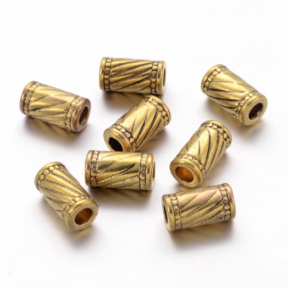 PandaHall Tibetan Style Beads, Lead Free and Cadmium Free, Column, Antique Golden Color, Size: about 6mm in diameter, 11mm long, hole: 3mm....